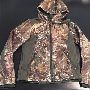 Under Armour Real tree Green and Brown Camo Jacket with pink accents